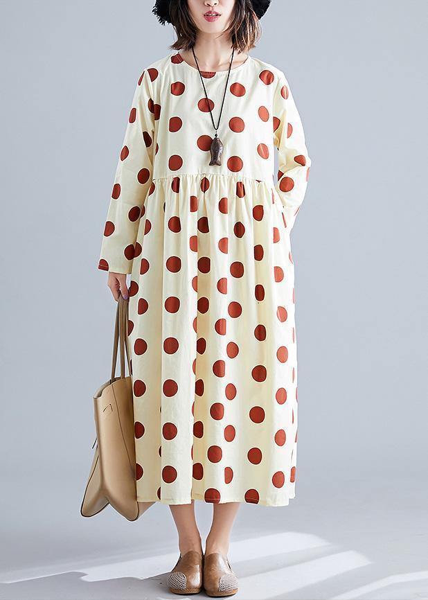 Organic Dotted Cotton Tunics for Shirts Nude Cotton Robes Dress Fall