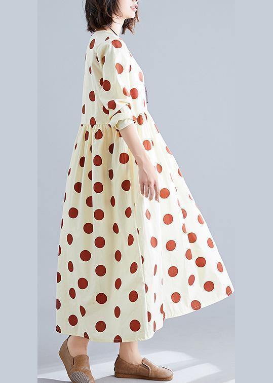 Organic Dotted Cotton Tunics for Shirts Nude Cotton Robes Dress Fall