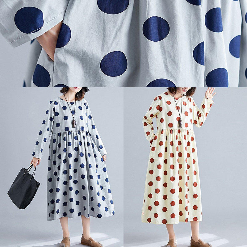 Organic Dotted Cotton Tunics for Shirts Nude Cotton Robes Dress Fall
