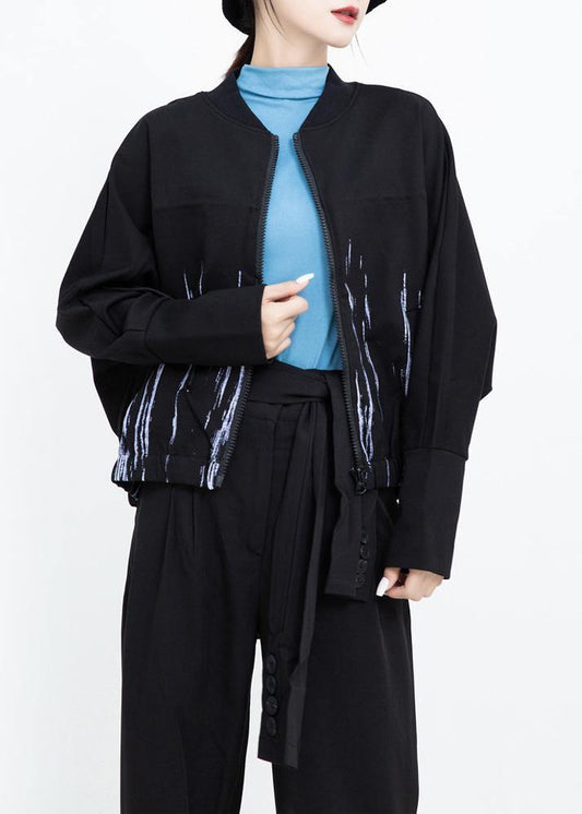 Organic Elastic Hem Prints Clothes for Black Daily Coats