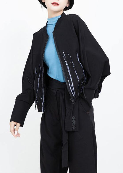 Organic Elastic Hem Prints Clothes for Black Daily Coats