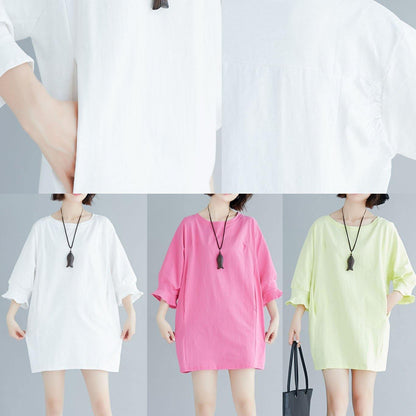 Organic Flare Sleeve Cotton Clothes Tunic Tops Light Yellow Dresses Summer