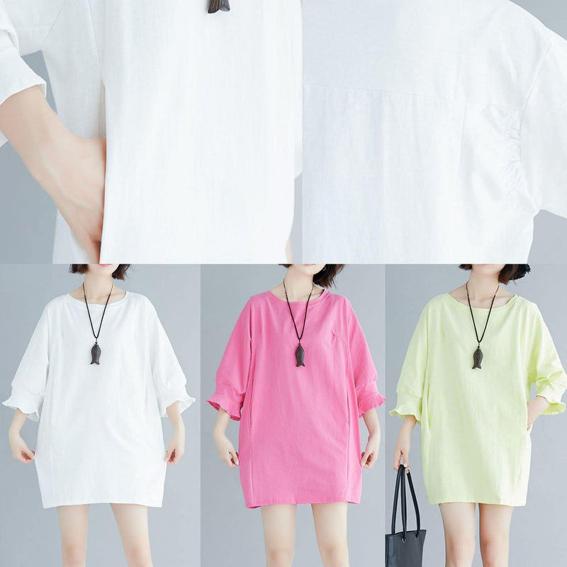 Organic Flare Sleeve Cotton Clothes Tunic Tops Light Yellow Dresses Summer