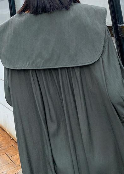 Organic Gray Green Tunics Sailor Collar Dresses Summer Dresses