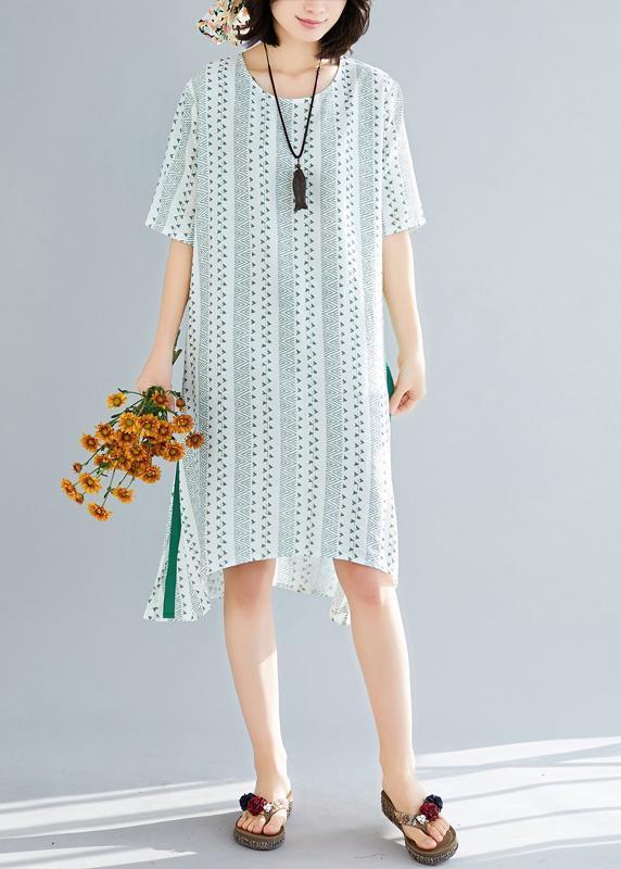 Organic Green Print Chiffon Wardrobes Tutorials O Neck Art Summer Dress