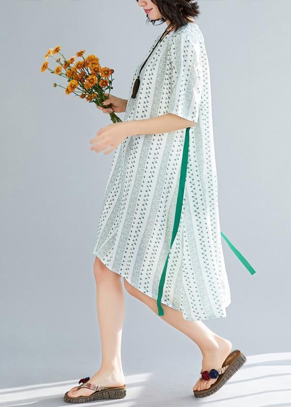 Organic Green Print Chiffon Wardrobes Tutorials O Neck Art Summer Dress