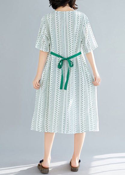Organic Green Print Chiffon Wardrobes Tutorials O Neck Art Summer Dress
