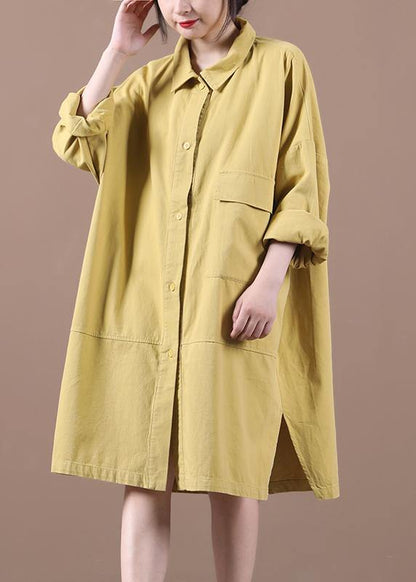 Organic Lapel Side Open Spring Clothes for Inspiration Yellow Dresses
