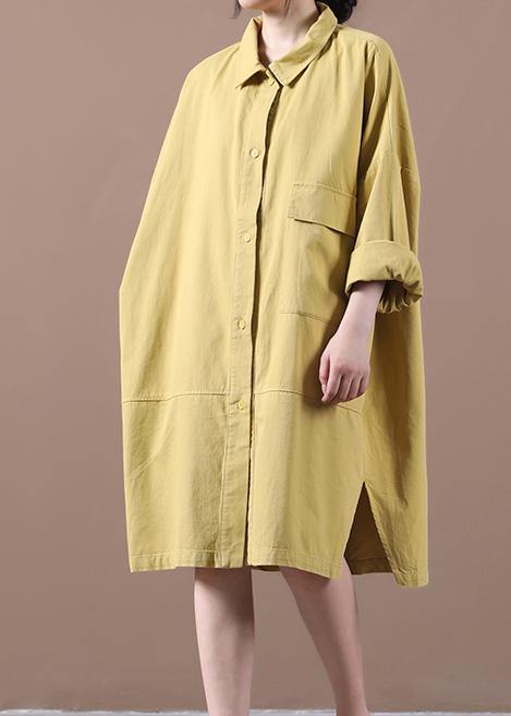 Organic Lapel Side Open Spring Clothes for Inspiration Yellow Dresses