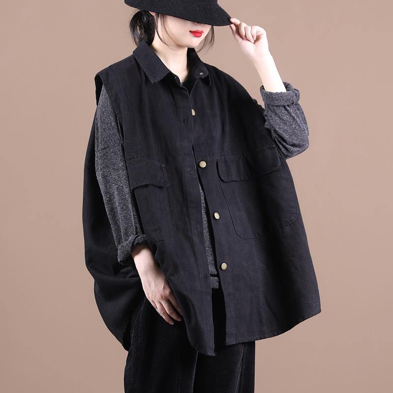 Organic Lapel Sleeeless Fall Top Silhouette Ideas Black Shirts