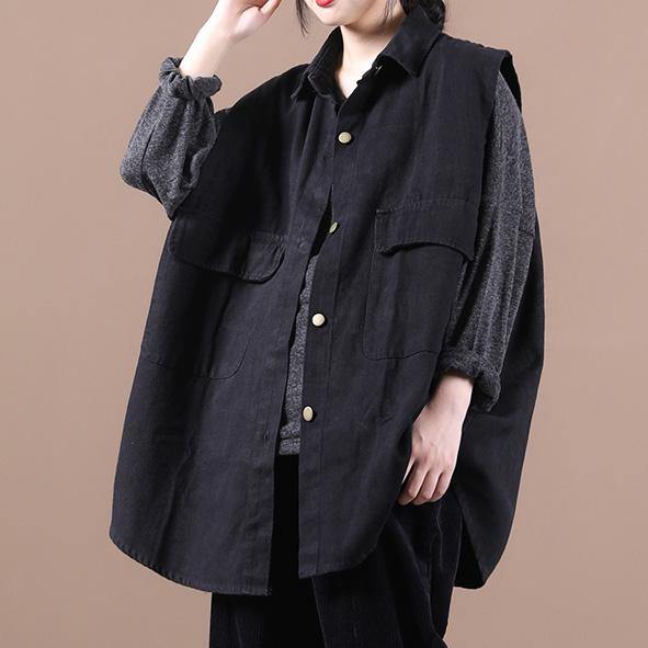 Organic Lapel Sleeeless Fall Top Silhouette Ideas Black Shirts