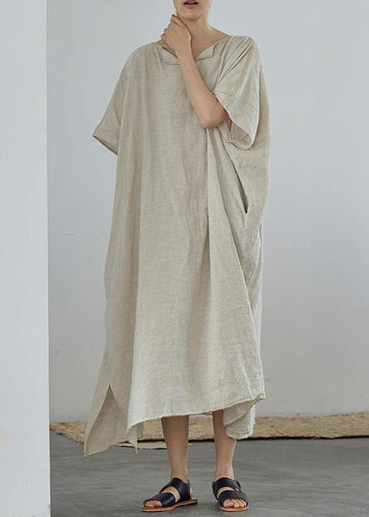 Organic Linen Long Shirts Ultra-loose Pure Color Graceful Linen Dress