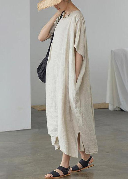 Organic Linen Long Shirts Ultra-loose Pure Color Graceful Linen Dress