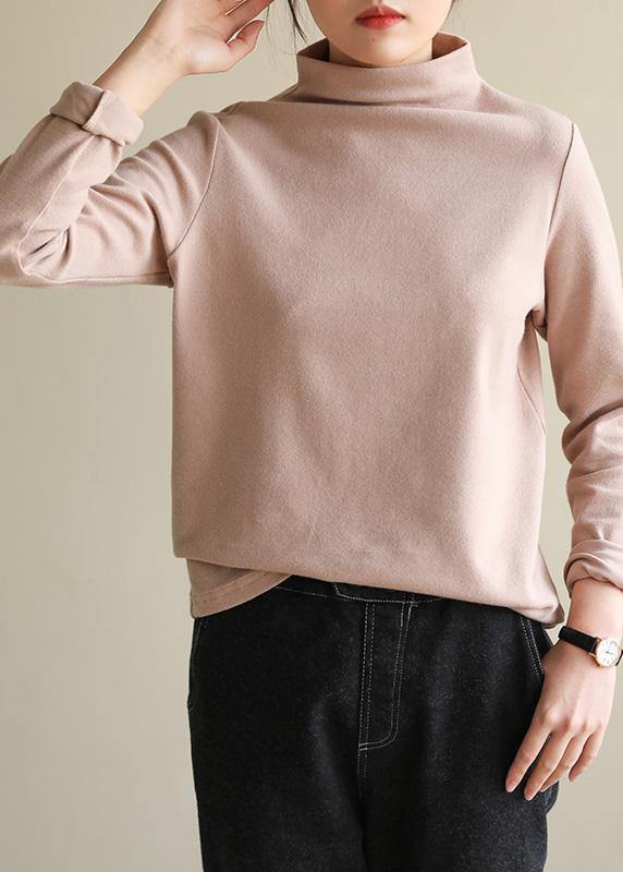 Organic Nude Cotton Clothes Half High Neck Art Spring Blouse