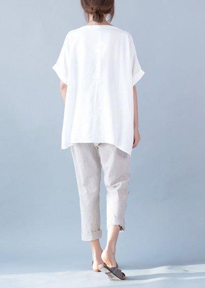 Organic O Neck Linen Tops Blouses Photography White Blouses Summer