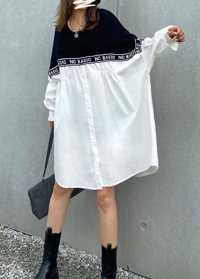 Organic O Neck Patchwork Photography Black Letter Dresses