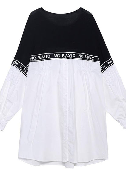 Organic O Neck Patchwork Photography Black Letter Dresses