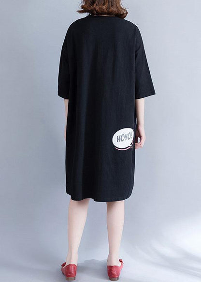 Organic Patchwork Cotton Dresses Pattern Black Prints Dresses Summer