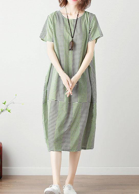 Organic Patchwork Cotton Tunic Dress Work Light Green Dresses Summer