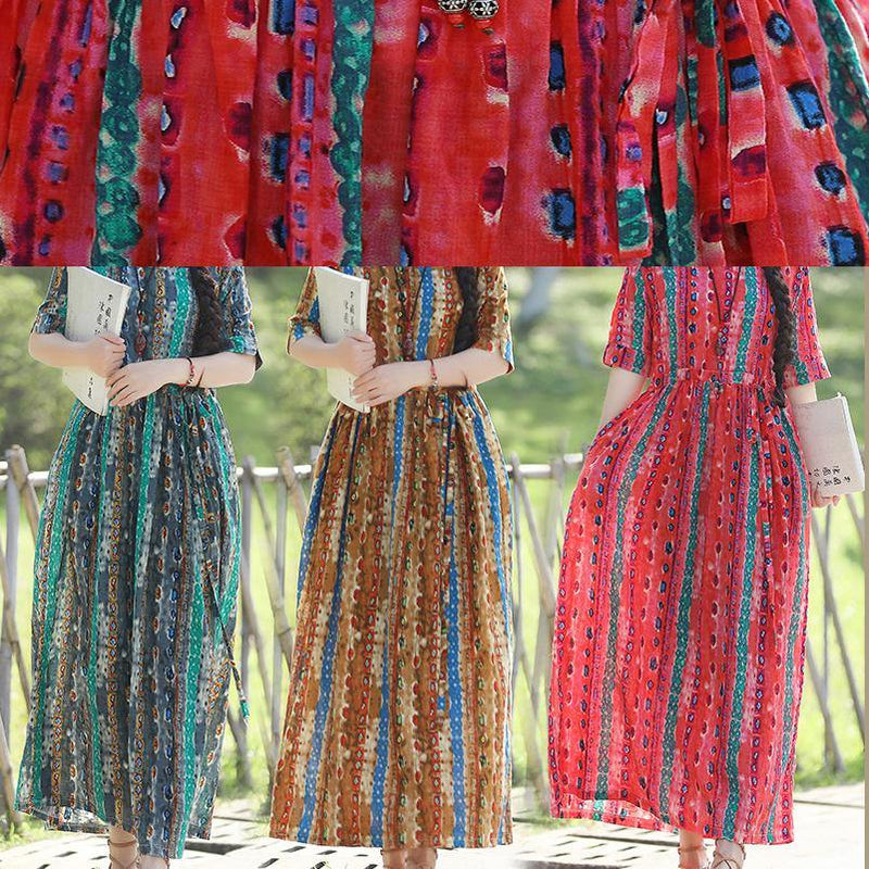 Organic Prints Cotton Linen Quilting Dresses Shape Yellow Kaftan Dresses Summer