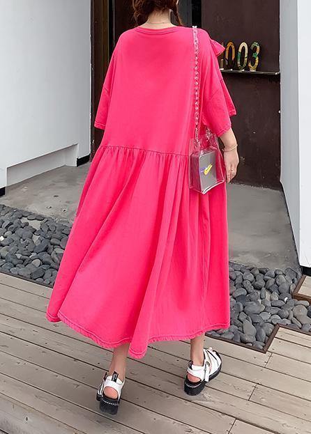 Organic Rose Cartoon Print Dresses O Neck Ruffles Dress