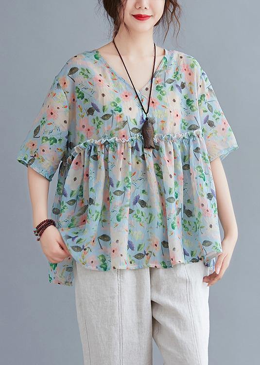 Organic V Neck Ruffles Summer Tops Ideas Blouse