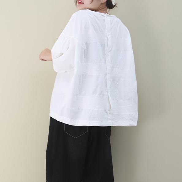 Organic White Cotton Clothes for O Neck Drawstring Cotton Summer Shirts