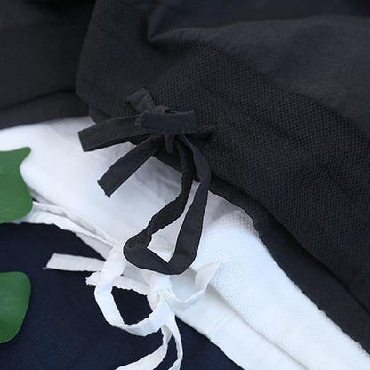 Organic White Cotton Clothes for O Neck Drawstring Cotton Summer Shirts