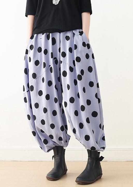 Organic Wide Leg Pants Cotton Clothes Shape Blue Dotted a Line Pants Spring