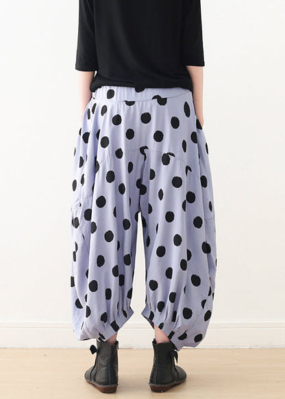 Organic Wide Leg Pants Cotton Clothes Shape Blue Dotted a Line Pants Spring