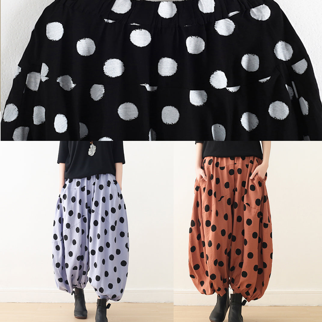Organic Wide Leg Pants Cotton Clothes Shape Blue Dotted a Line Pants Spring