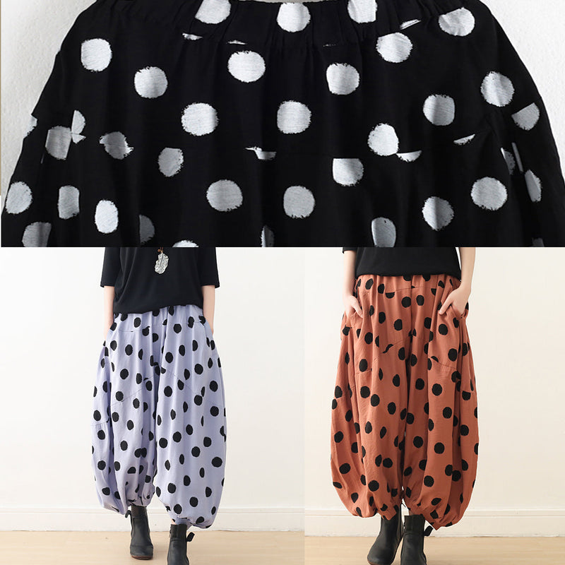 Organic Wide Leg Pants Cotton Clothes Shape Blue Dotted a Line Pants Spring
