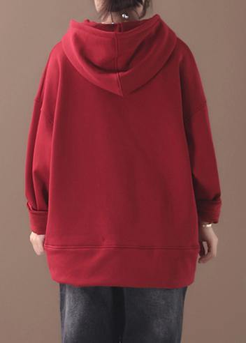 Organic winter cotton hooded Long Shirts Fashion Ideas red top