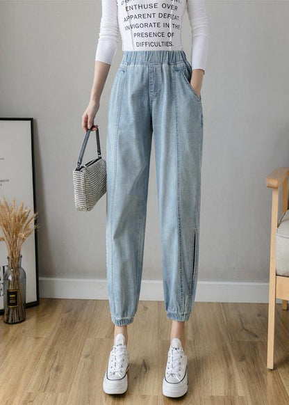 Organic Spring Pants Slim Denim Blue Ideas Elastic Waist Pants
