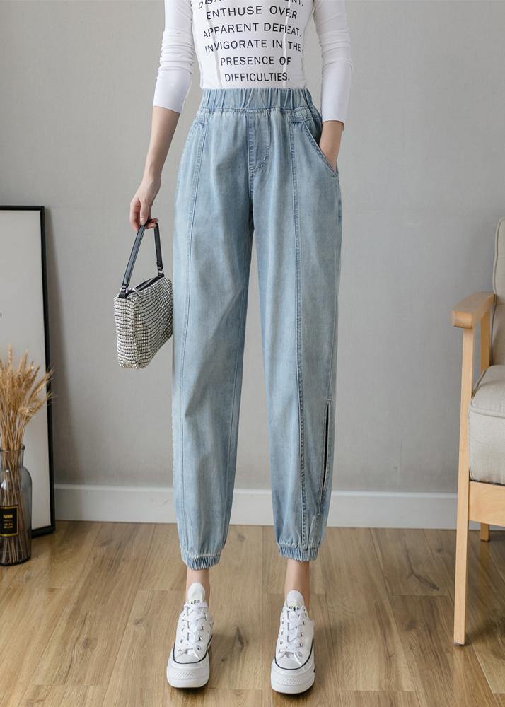 Organic Spring Pants Slim Denim Blue Ideas Elastic Waist Pants