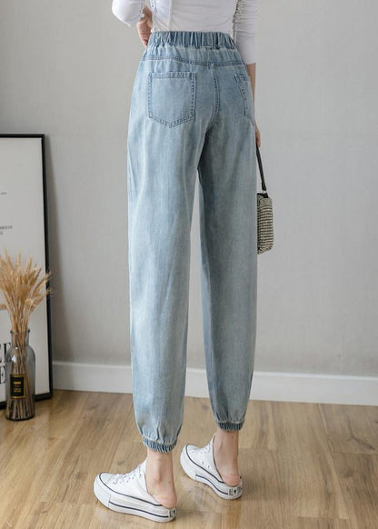 Organic Spring Pants Slim Denim Blue Ideas Elastic Waist Pants