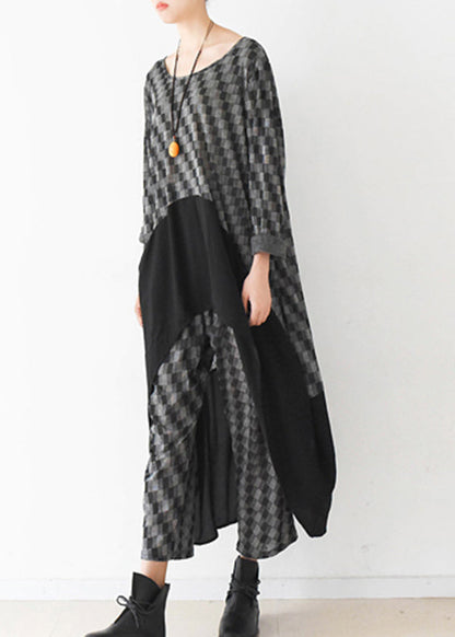 Original Black Plaid Asymmetrical Patchwork Cotton Two Piece Set Women Clothing Summer