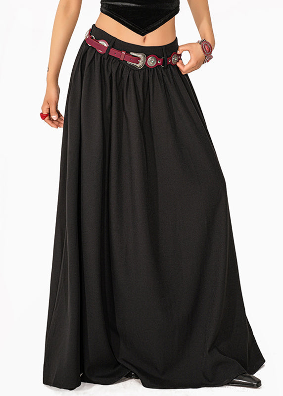 Original Design Black Elastic Waist a Line Skirt