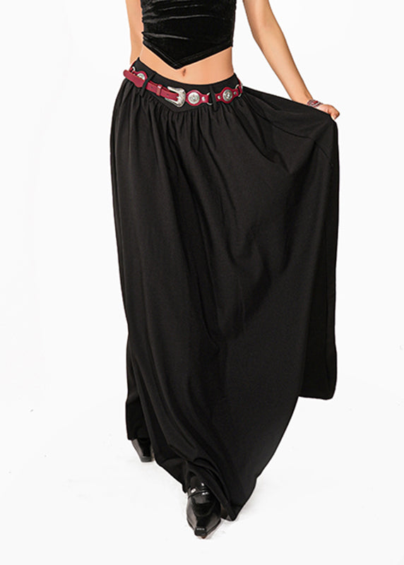 Original Design Black Elastic Waist a Line Skirt