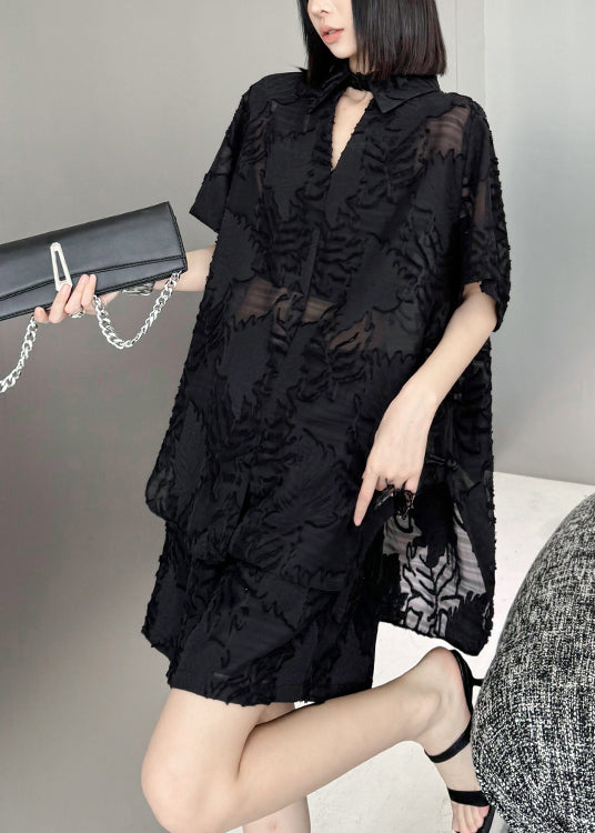 Original Design Black Jacquard Top and Shorts Two Pieces Set Summer