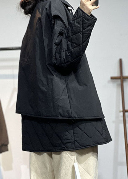 Original Design Black Oversized Thick Fine Cotton Filled Two Piece Set Clothing Winter