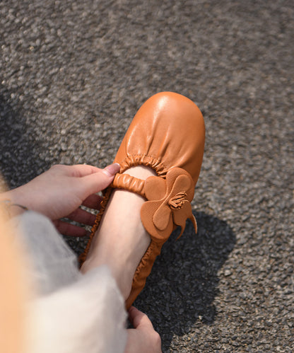 Original Design Brown Penny Loafers Splicing
