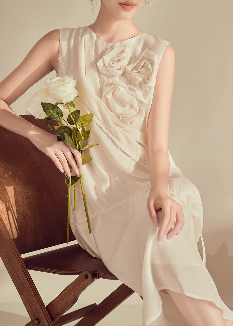 Original Design Champagne O-neck Patchwork Long Dresses Sleeveless