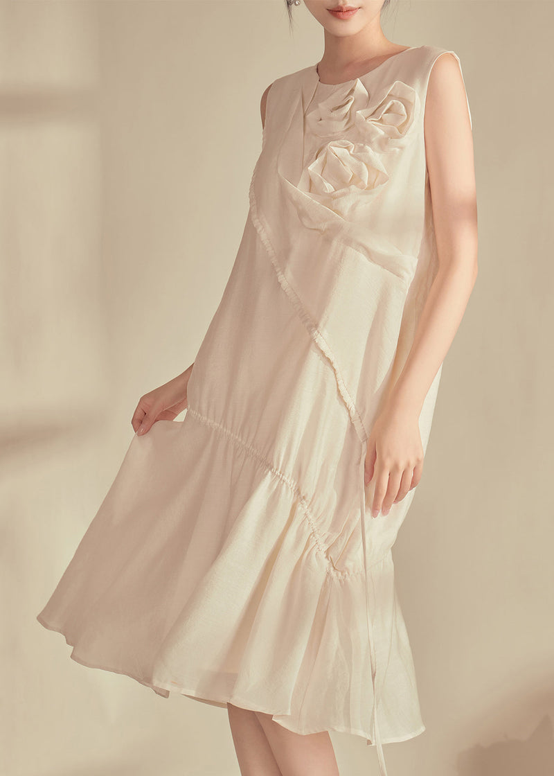 Original Design Champagne O-neck Patchwork Long Dresses Sleeveless