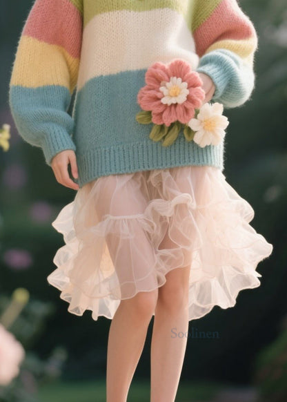 Original Design Colorblock O Neck Knit Pullover Fall