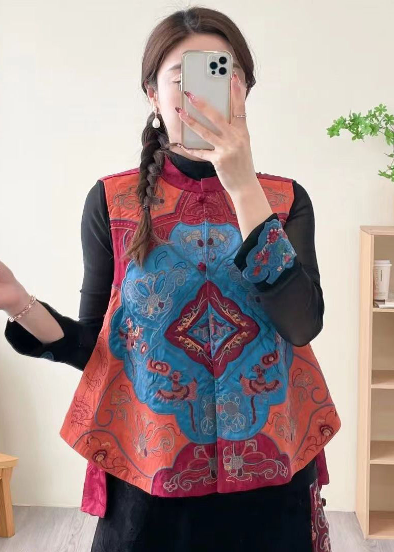 Original Design Embroidered Wear on Both Sides Silk Vest Sleeveless