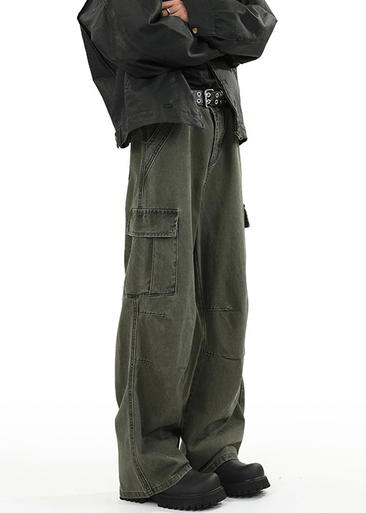 Original Design Green Pockets High Waist Denim Pants Spring