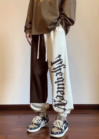 Original Design Khaki Asymmetrical Elastic Waist Cotton Pants Spring