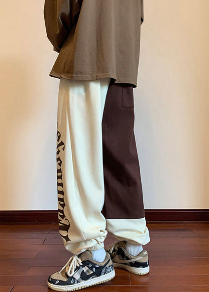 Original Design Khaki Asymmetrical Elastic Waist Cotton Pants Spring