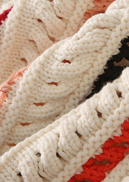 Original Design O-neck Striped Hollow Out Knit Sweaters Spring